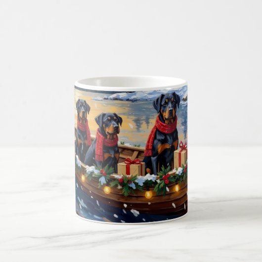 Mug Rottweiler Noël Bateau Vacances (Centre)