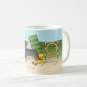 Mug Rottweiler noir et feu avec équipement d'agilité (Devant droit)