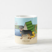 Mug Rottweiler noir et feu avec équipement d'agilité (Centre)