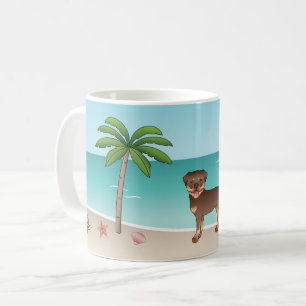 Mug Rottweiler rouge et fauve sur une plage tropicale