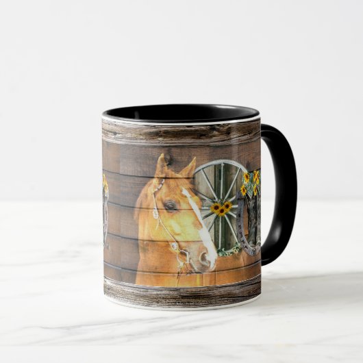 Mug Roue de Chariot Occidental Fer à Cheval Bottes de (Devant droit)