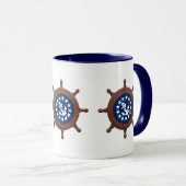 Mug Roue du navire, Ancre du pavillon du yacht et étoi (Devant droit)
