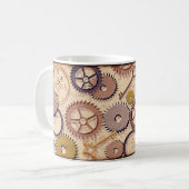 Mug Roues à vapeur, engrenages, clés, vieille carte Pe (Devant gauche)