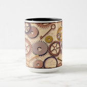 Mug Roues à vapeur, engrenages, clés, vieille carte Pe (Centre)
