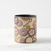 Mug Roues à vapeur, engrenages, clés, vieille carte Pe (Centre)