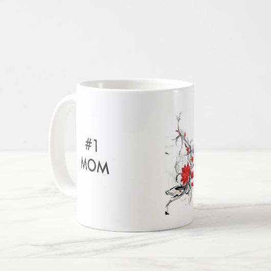 Mug rouge, #1MOM, MAMAN #1 (Devant gauche)