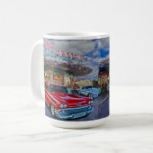 Mug rouge 58 chevy au drive-in (Devant gauche)
