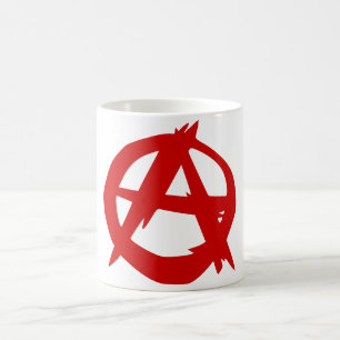 Mug Rouge A de symbole d'anarchie et cercle sans règl