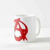 Mug Rouge A de symbole d'anarchie et cercle sans règle (Devant droit)