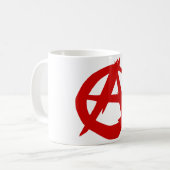 Mug Rouge A de symbole d'anarchie et cercle sans règle (Devant gauche)