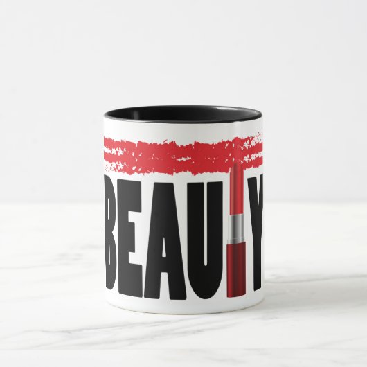Mug Rouge à lèvres de typographie de beauté (Centre)