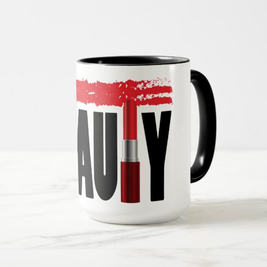 Mug Rouge à lèvres de typographie de beauté (Devant droit)