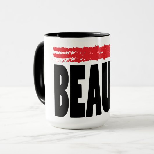 Mug Rouge à lèvres de typographie de beauté (Devant gauche)