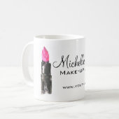 Mug Rouge à lèvres rose et noir chic maquillage (Devant gauche)