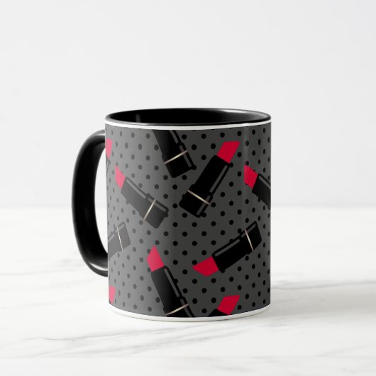 Mug Rouge à lèvres rouge rétro (Devant gauche)