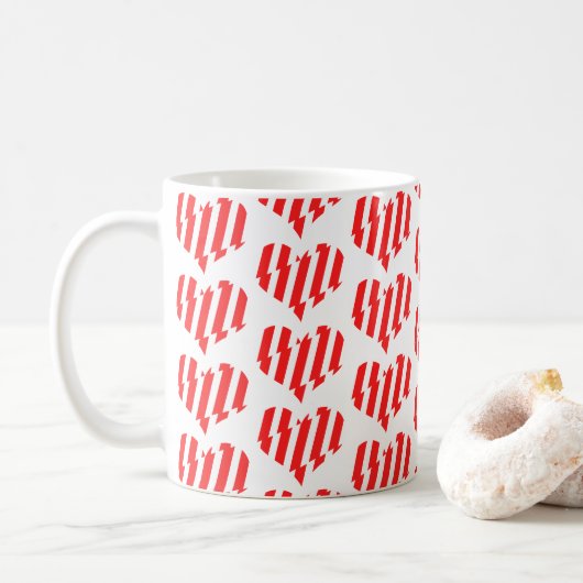 Mug Rouge Abstrait n Blancs Valentine Coeur (Avec donut)