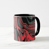 Mug Rouge Abstrait, noir et vert foncé (Devant droit)