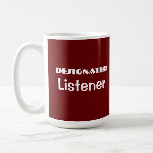 Mug rouge amusant de l'écouteur désigné (Gauche)