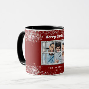 Mug Rouge argent neige fenêtre hiver