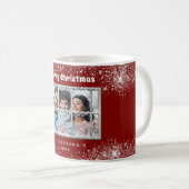 Mug Rouge argent neige fenêtre hiver (Devant droit)