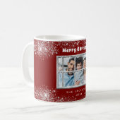 Mug Rouge argent neige fenêtre hiver (Devant gauche)