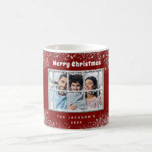Mug Rouge argent neige fenêtre hiver
