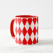 Mug Rouge blanc Arlequin Diamants Checkers Design (Devant gauche)