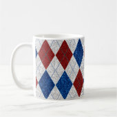 Mug Rouge, Blanc, Bleu Argyle Juillet 4 Paillettes (Gauche)