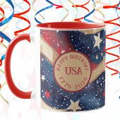 Mug Rouge Blanc Bleu Bandes Dorées