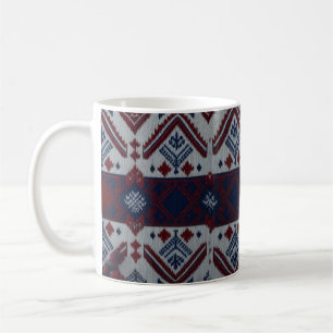 Mug Rouge Blanc Bleu Classique Tricot Nordique Fair Is