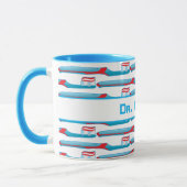 Mug Rouge Blanc Bleu Dentiste Chirurgien Dental Brosse (Gauche)