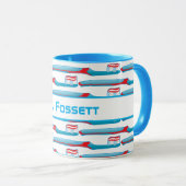 Mug Rouge Blanc Bleu Dentiste Chirurgien Dental Brosse (Devant droit)
