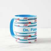 Mug Rouge Blanc Bleu Dentiste Chirurgien Dental Brosse (Devant gauche)