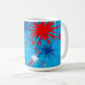 Mug Rouge Blanc Bleu Étincelles Patriotique Feu d'arti (Devant droit)