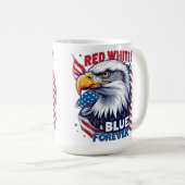 Mug Rouge Blanc & Bleu Forever Drapeau Américain Patri (Devant droit)