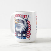 Mug Rouge Blanc & Bleu Forever Drapeau Américain Patri (Devant gauche)