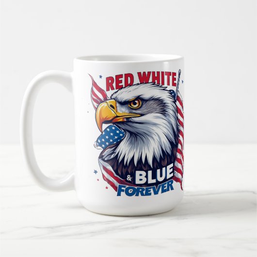 Mug Rouge Blanc & Bleu Forever Drapeau Américain Patri (Gauche)