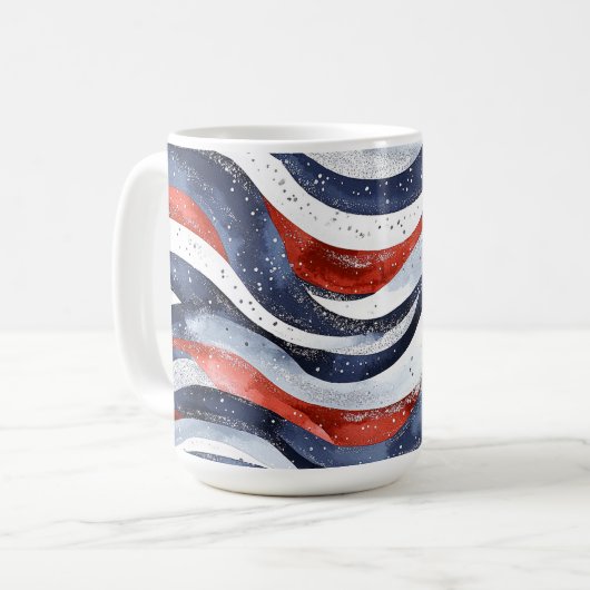 Mug Rouge Blanc Bleu Nautique (Devant gauche)