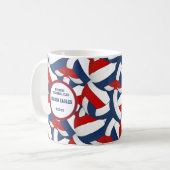 Mug rouge blanc bleu volleball équipe couleurs entraîn (Devant gauche)