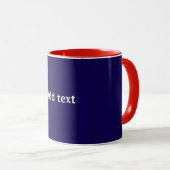 Mug Rouge, blanc et bleu avec texte blanc, (Devant droit)