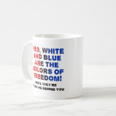 Mug rouge blanc et bleu drôle (Devant gauche)