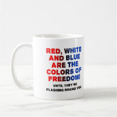 Mug rouge blanc et bleu drôle (Gauche)