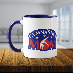 Mug Rouge Blanc et bleu Gymnastique Maman Personnalisé