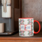 Mug Rouge Blanc Et Bleu Nom Monogramme 4 juillet