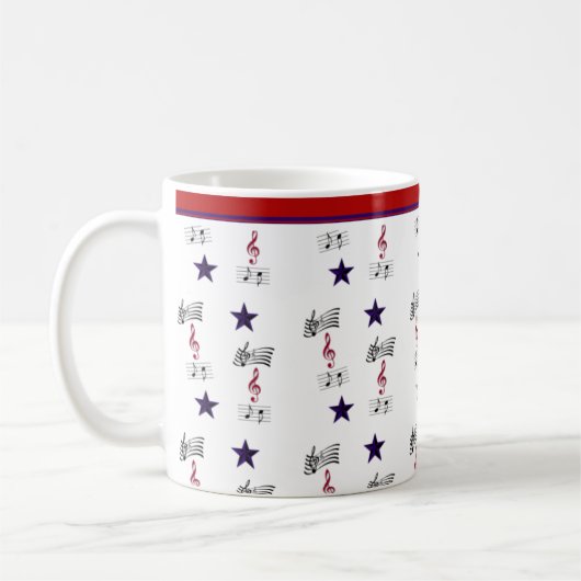 MUG ROUGE BLANC ET MUSIQUE (Gauche)