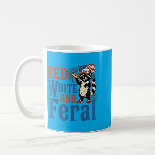 Mug Rouge Blanc Et Sauvage Drôle De Raton Laveur Améri (Gauche)