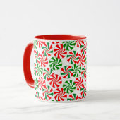 Mug Rouge blanc et vert Peppermenthe Motif (Devant gauche)