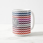 Mug Rouge blanc gris Chevron Zigzag Monogramme (Devant droit)