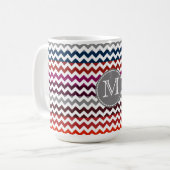 Mug Rouge blanc gris Chevron Zigzag Monogramme (Devant gauche)