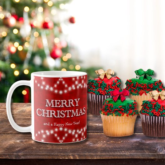 Mug Rouge Blanc Joyeux Noël Lumières Joyeux Nouvel An